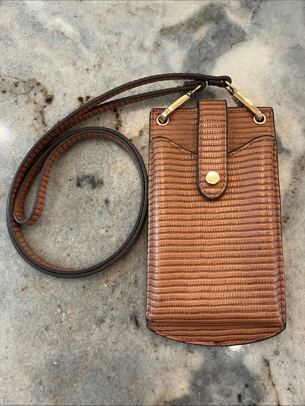 a.new.day Textured Crossbody Phone Case and Wallet with Gold Tone Accents